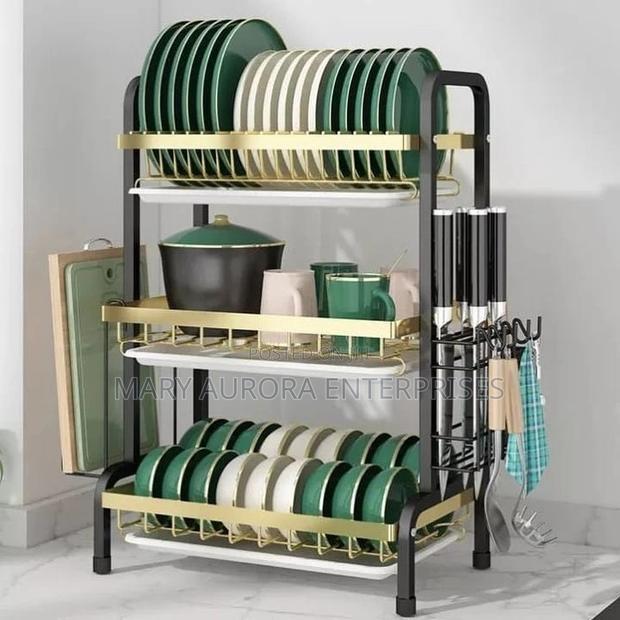 3 Tier Dish Rack With Cutlery Holder Chop Board Holder