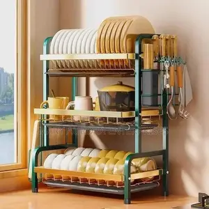 3 Tier Dish Rack With Cutlery Holder Chop Board Holder