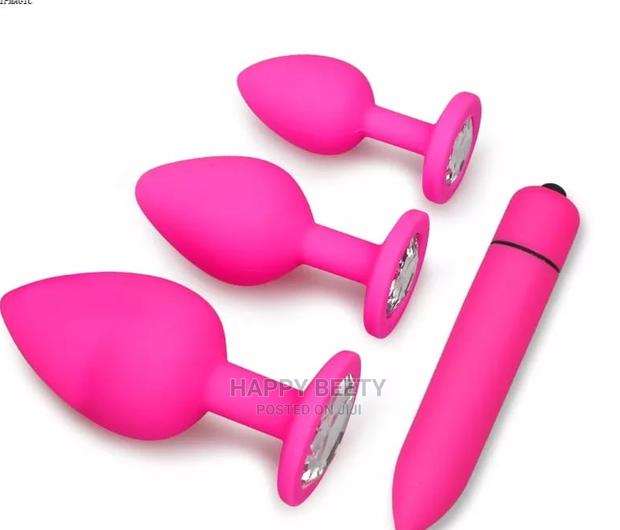 *4 Pieces Set Jewelled Silicone Butt Plug - main view