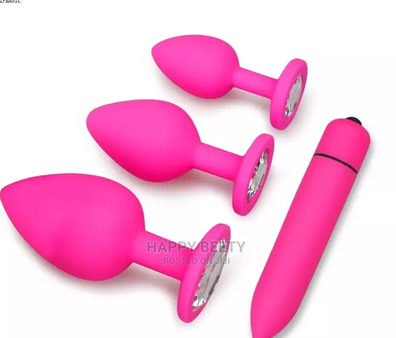 *4 Pieces Set Jewelled Silicone Butt Plug