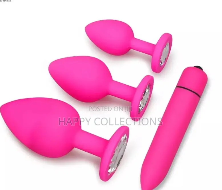 *4 Pieces Set Jewelled Silicone Butt Plug