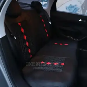 Leather 5 Seater Seat Cover Top Black With Red Stitches