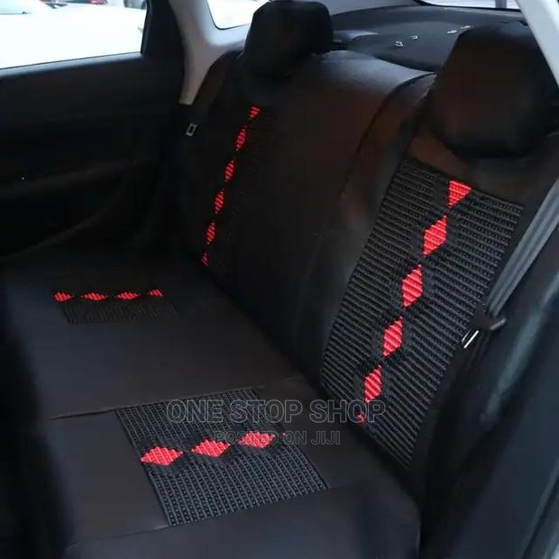 Leather 5 Seater Seat Cover Top Black With Red Stitches