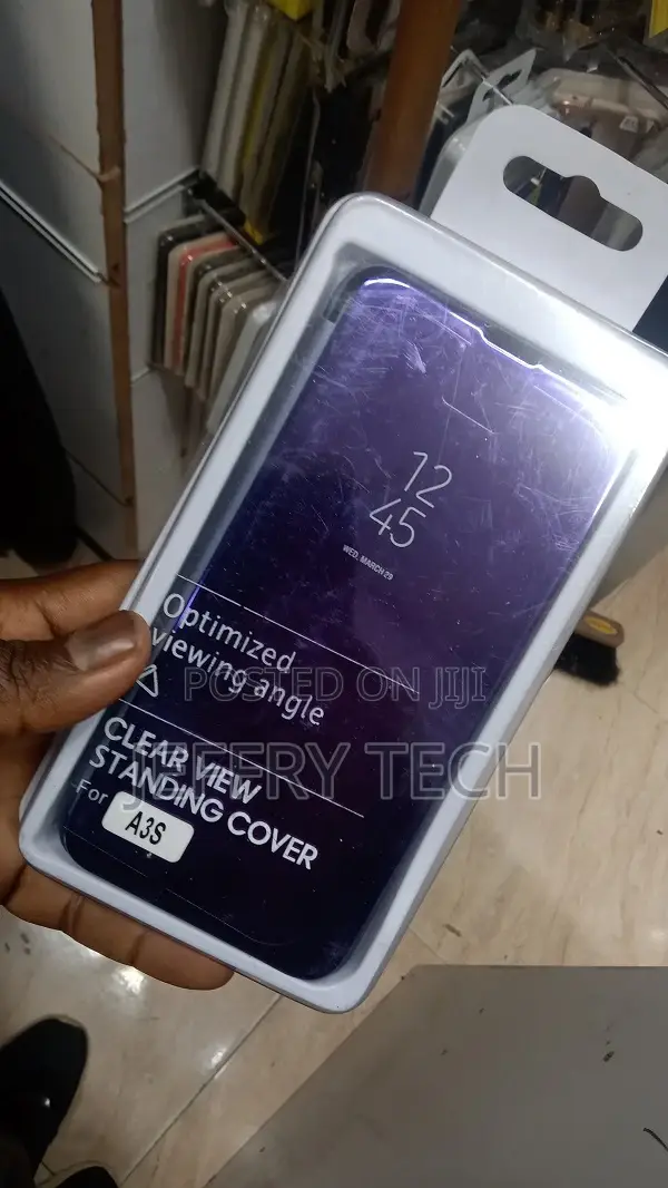 Oppo A3s Flip Case Clear View Electroplated Mirror Acrylic F