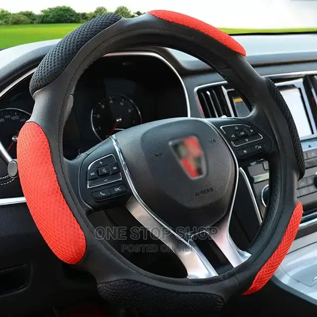 Universal PU Suede Memory Fo Soft Red_black Steering Cover
