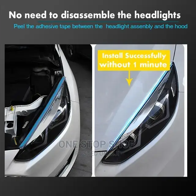 2pcs Led Drl Flexible Waterproof Strip Headlight Light