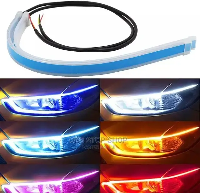 2pcs Led Drl Flexible Waterproof Strip Headlight Light