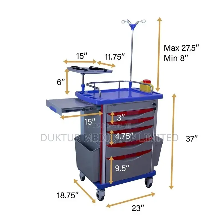 Medical Crash Cart For Hospital - Emergency Rolling Cart