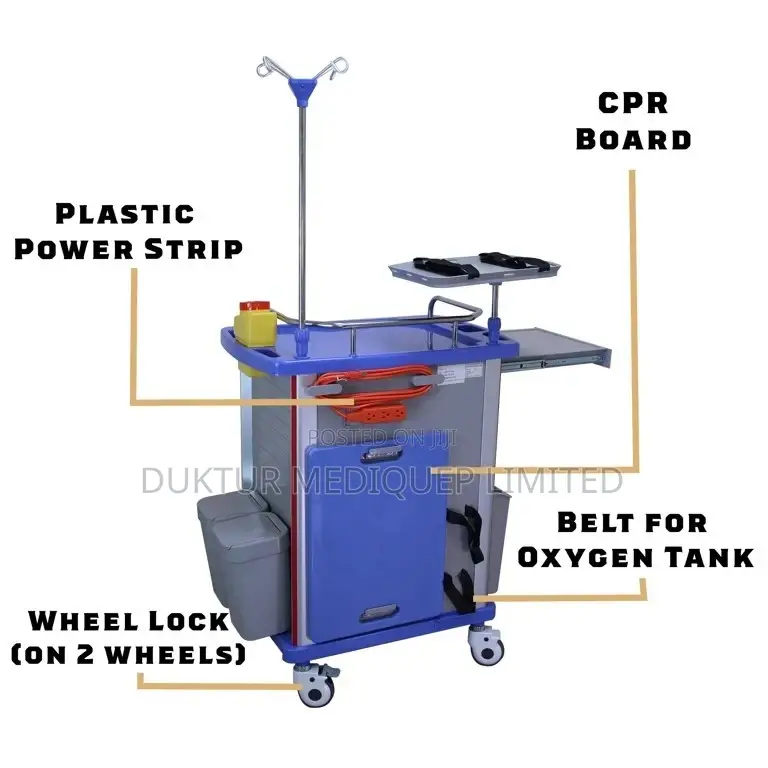 Medical Crash Cart For Hospital - Emergency Rolling Cart