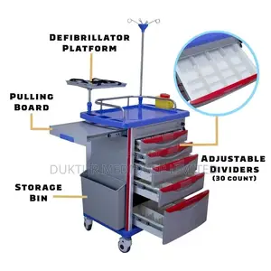 Medical Crash Cart For Hospital - Emergency Rolling Cart