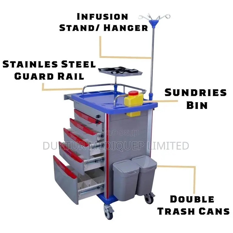 Medical Crash Cart For Hospital - Emergency Rolling Cart