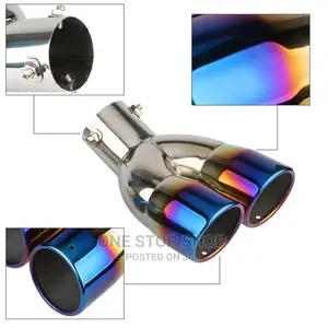 Universal Double Exhaust Stainless Rear Tail Throat Pipe Tip