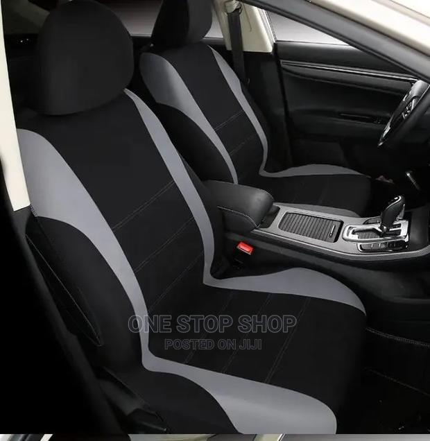 Grey_black Car Seat Covers Full Set Fabric - main view