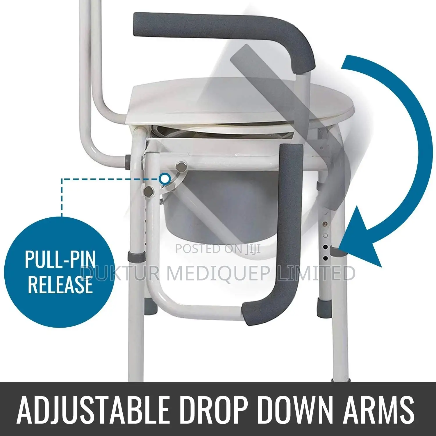 Portable Toilet, Deluxe Commode Chair, Drop Arm Commode