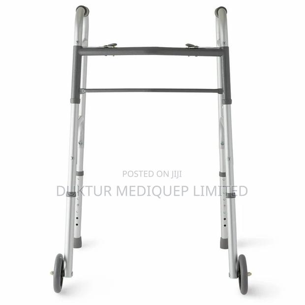 Two-button Folding Walker With 5" Wheels, Aluminum Frame - thumbnail 5