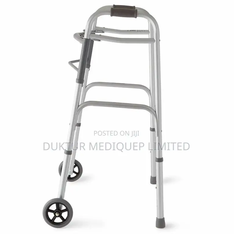 Two-button Folding Walker With 5" Wheels, Aluminum Frame