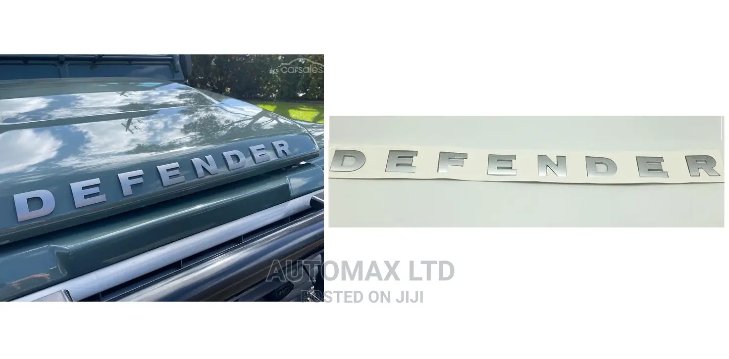 Land Rover "Defender" Bonnet Raised 3D Letter Decals Silver,