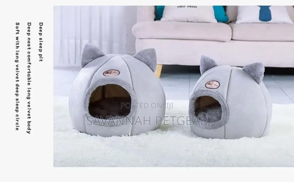 Romeow Ears Nest Cat Bed House, Grey, 40*40cm