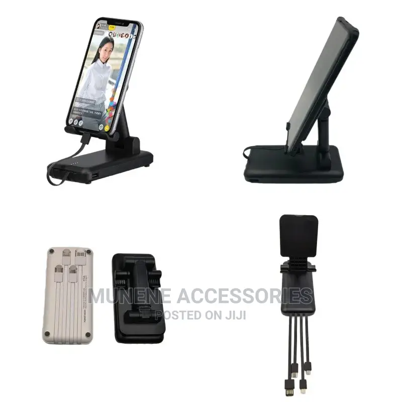 10000mah 10W Portable Power Bank, 4 Cables With Phone Holder