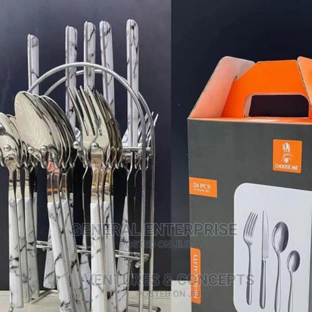 24 Pc Cutlery Set, Stainless Steel Sliver