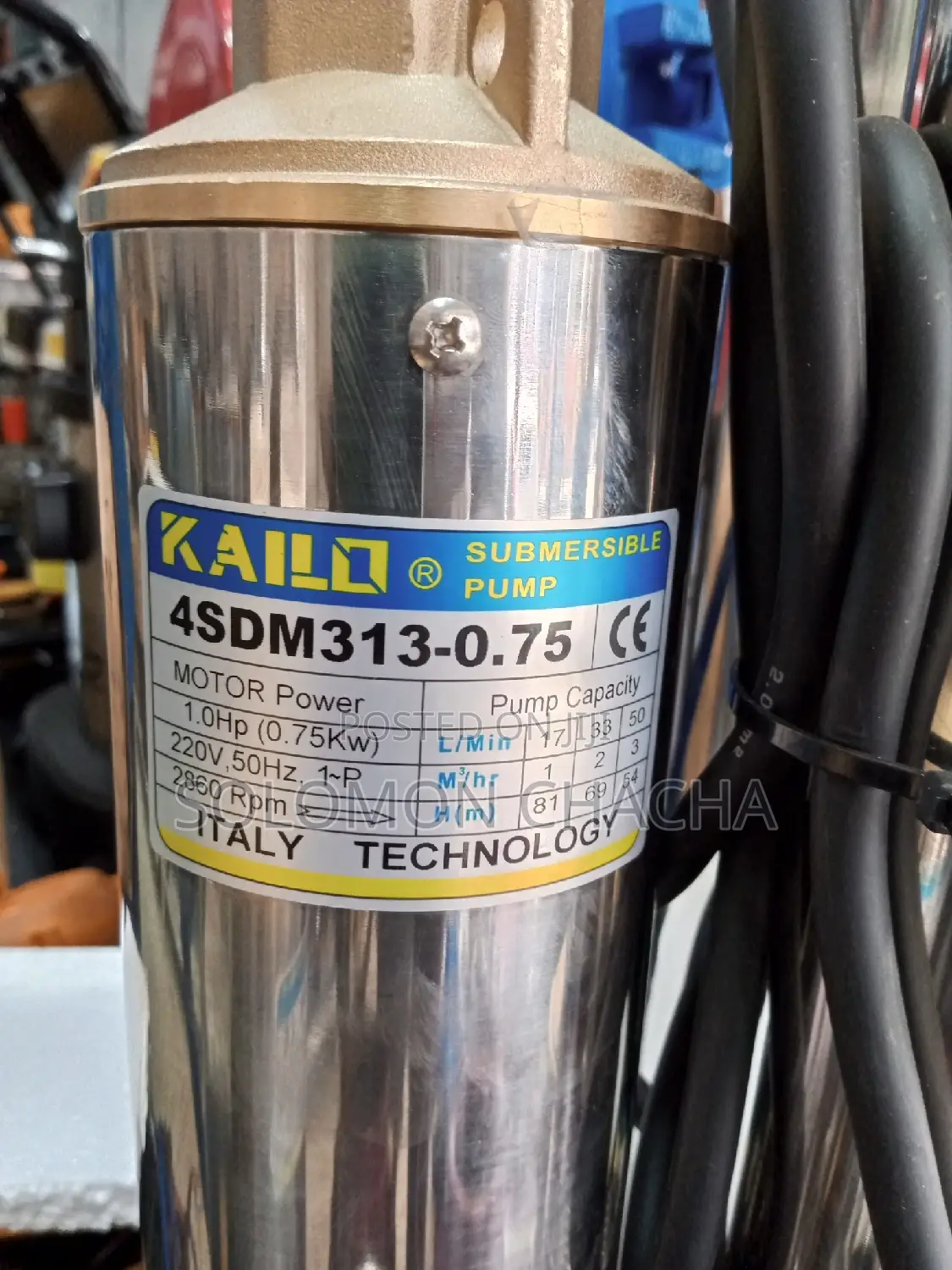 Kailo Submersile Water 1.0hp(0.75kw) 2860rpm 81M
