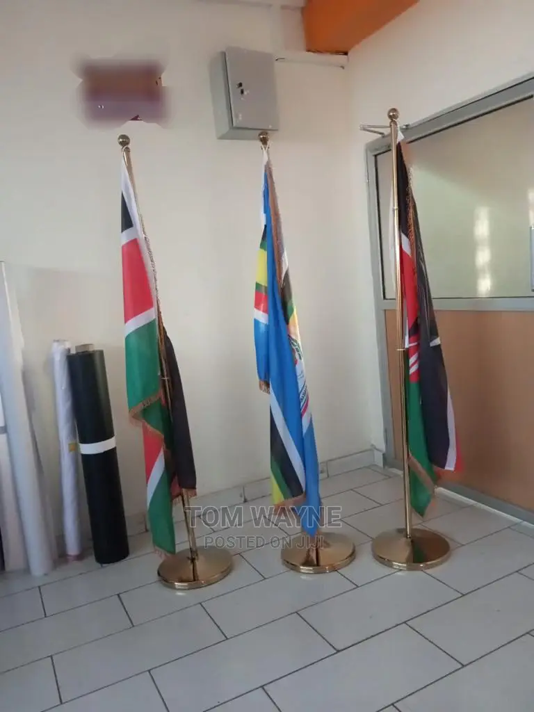 Office Flags With Silver or Golden Flags Poles