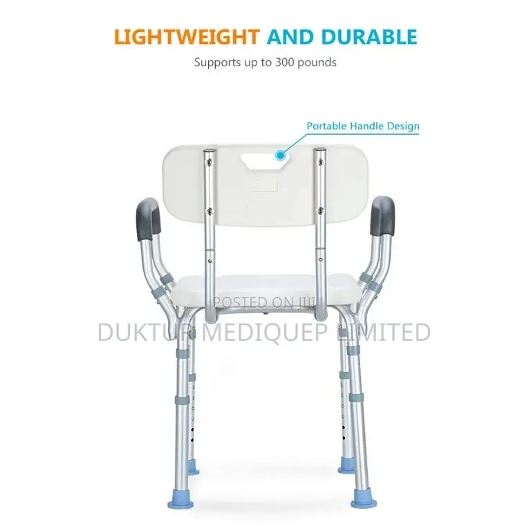 Heavy Duty Shower Chair With Back - Adjustable Medical Bath