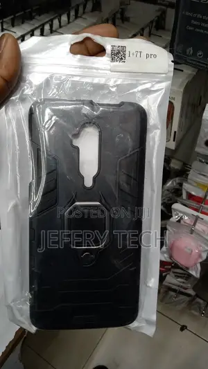 One Plus 7T Pro Case, Hard Armor Stand Ring TPU+PC Cover Sil
