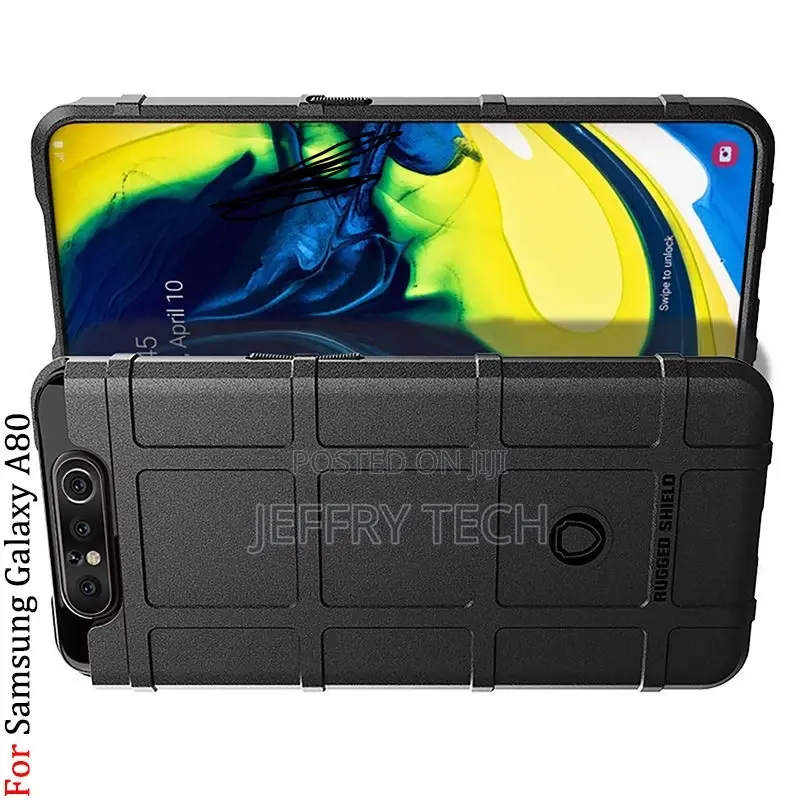 Rugged Shield Back Cover for Samsung Galaxy A80 Soft TPU Pho