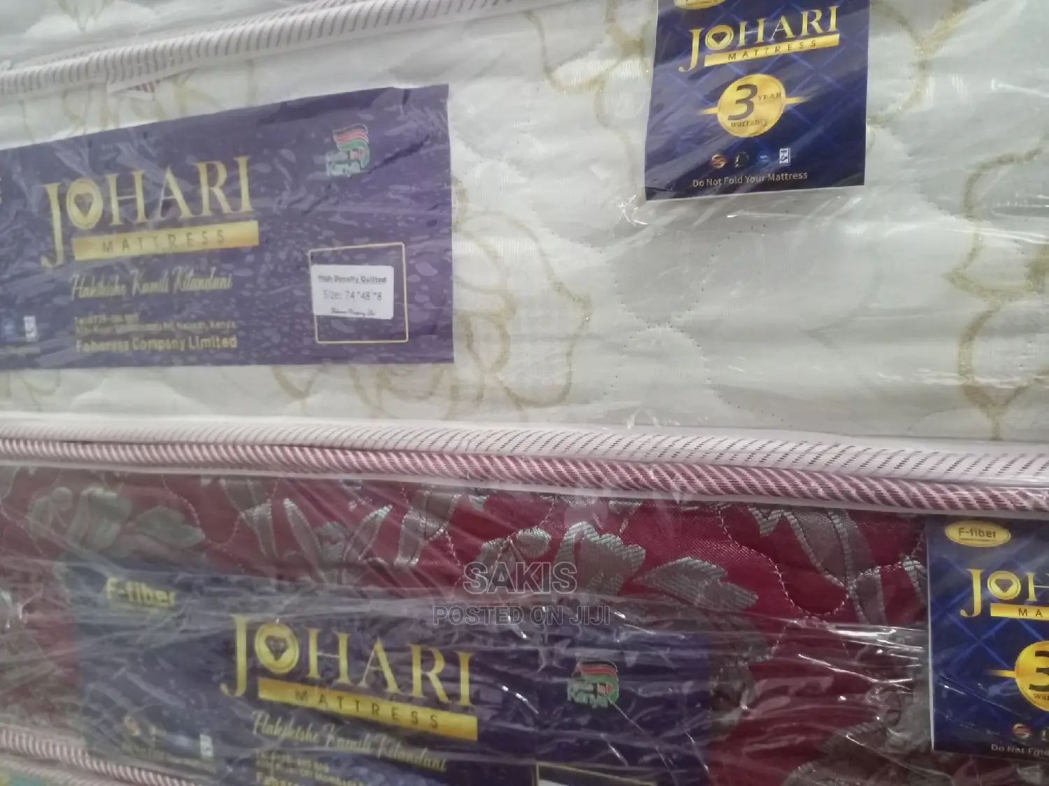 Jambo! Fibre 5 X 6 X 8 HD Quilted Mattresses. Free Delivery