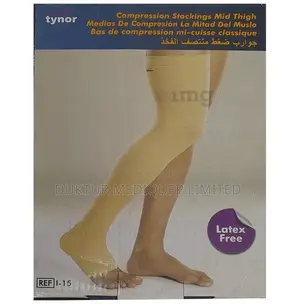 Tynor I 15 Compression Stocking Mid Thigh Open Toe Beige