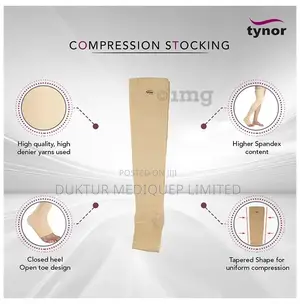Tynor I 15 Compression Stocking Mid Thigh Open Toe Beige