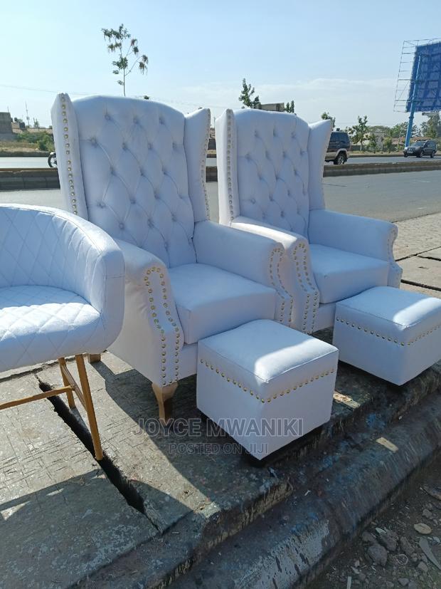 King Chairs 2 and 2 Stools, Snow White in Colour. - main view