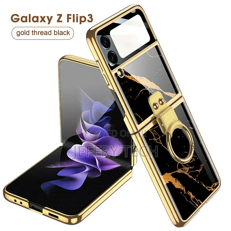 Marble Case Cover + Ring Holder for Samsung Galaxy Z Flip 3