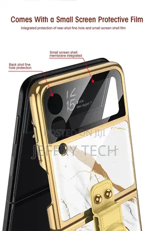 Marble Case Cover + Ring Holder for Samsung Galaxy Z Flip 3
