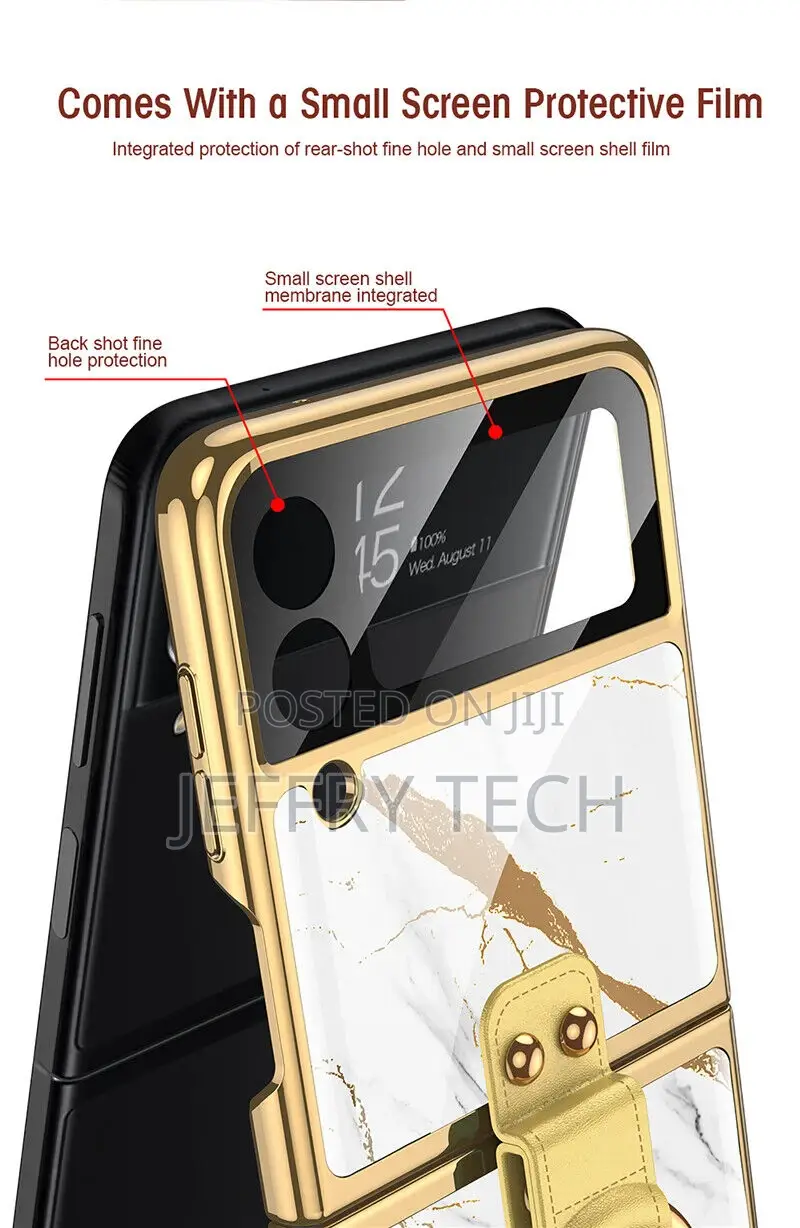 Marble Case Cover + Ring Holder for Samsung Galaxy Z Flip 3