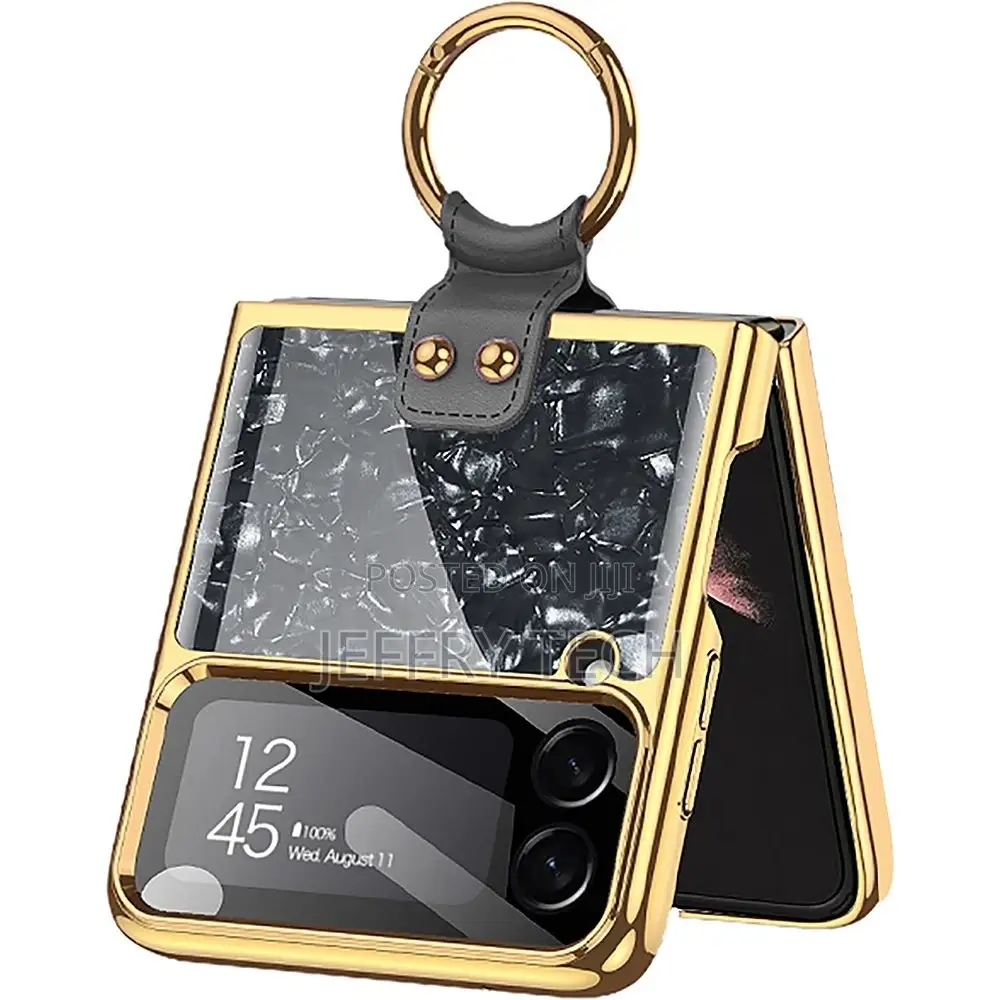Marble With Ring Case for Samsung Galaxy Z Flip4 - Black