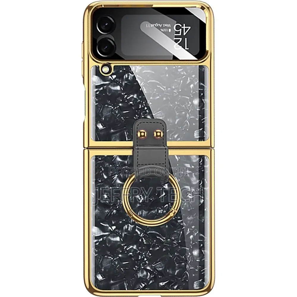 Marble With Ring Case for Samsung Galaxy Z Flip4 - Black