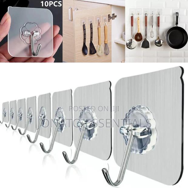 10 Piece Multipurpose Hooks, Wall Mounted Adhesive Hooks