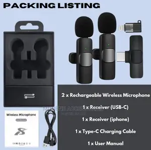 Dual Wireless Microphone Usb-C Phone iPhone 2mic Lavalier