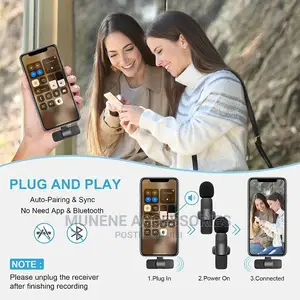 Dual Wireless Microphone Usb-C Phone iPhone 2mic Lavalier