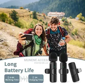Dual Wireless Microphone Usb-C Phone iPhone 2mic Lavalier