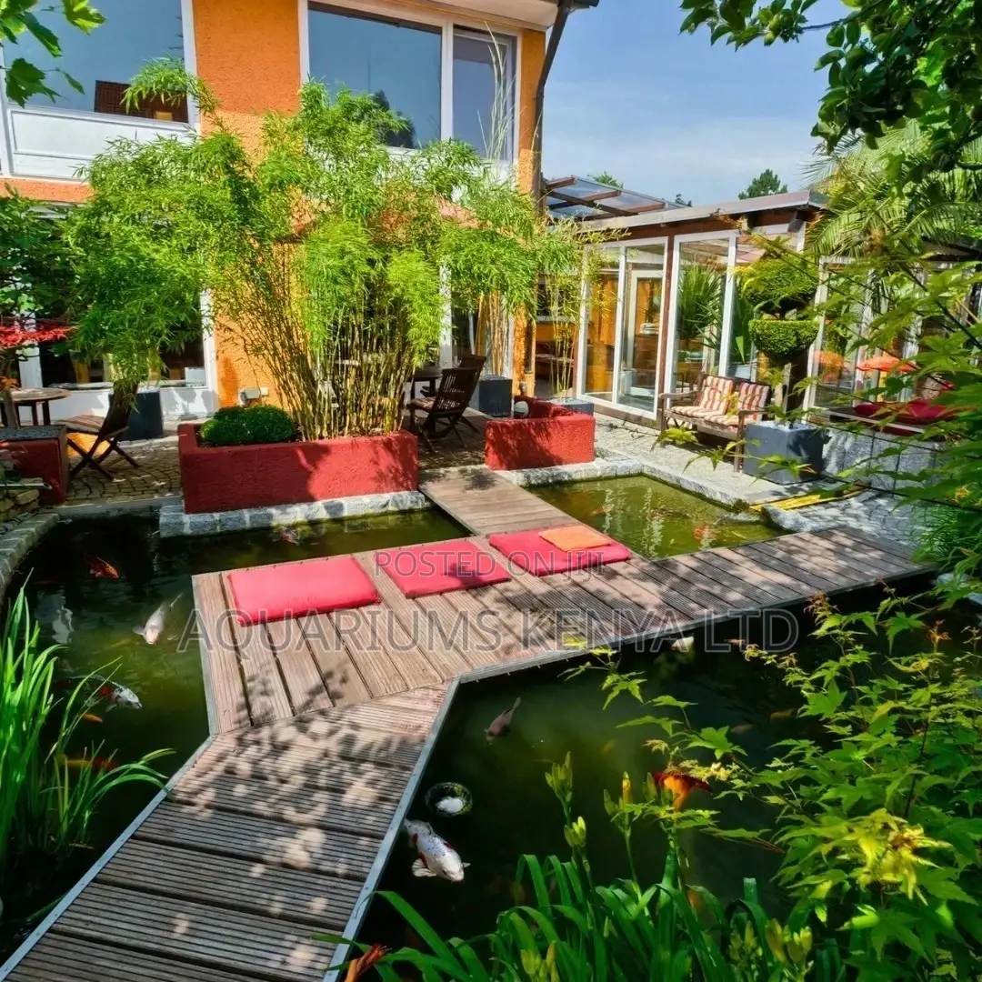 Fish Pond With Floating Gazebo , Garden Pond