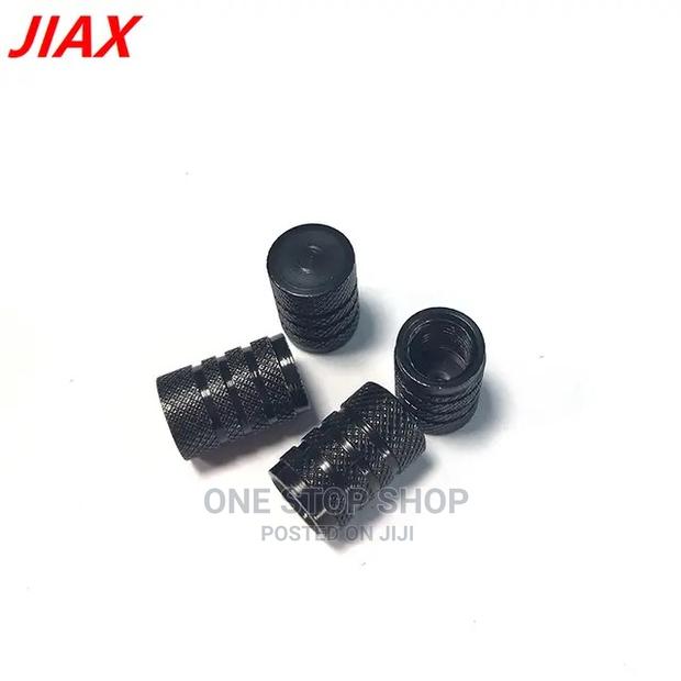 4pcs Silver and Black Dust Valve Caps - thumbnail 2