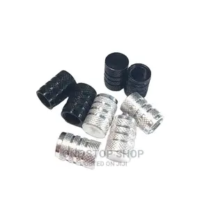 4pcs Silver and Black Dust Valve Caps