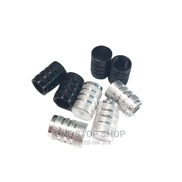 4pcs Silver and Black Dust Valve Caps