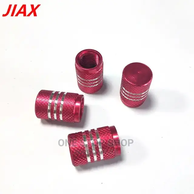 4pcs Red Motorbike/Car Tire Aluminium Stripped Universal Cap