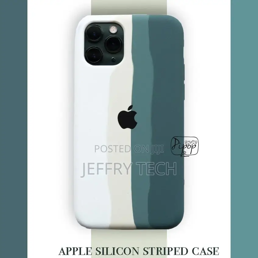 Apple Silicon Striped Midnight Green Case All iPhone 6 7 8 X