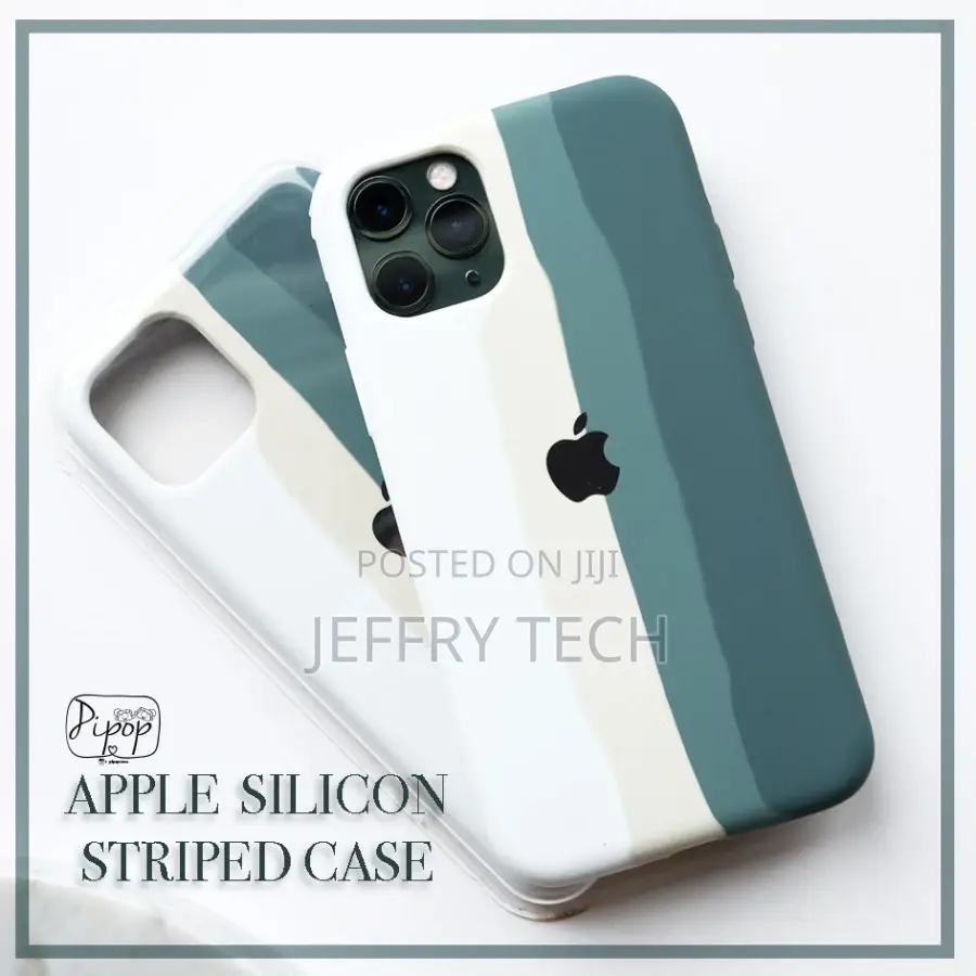 Apple Silicon Striped Midnight Green Case All iPhone 6 7 8 X