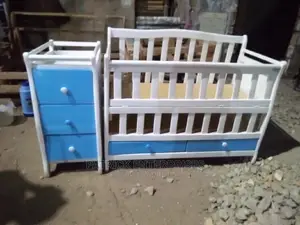 Morden Wooden Baby Cot 4 by 2 Fitts Plus Side Drawers